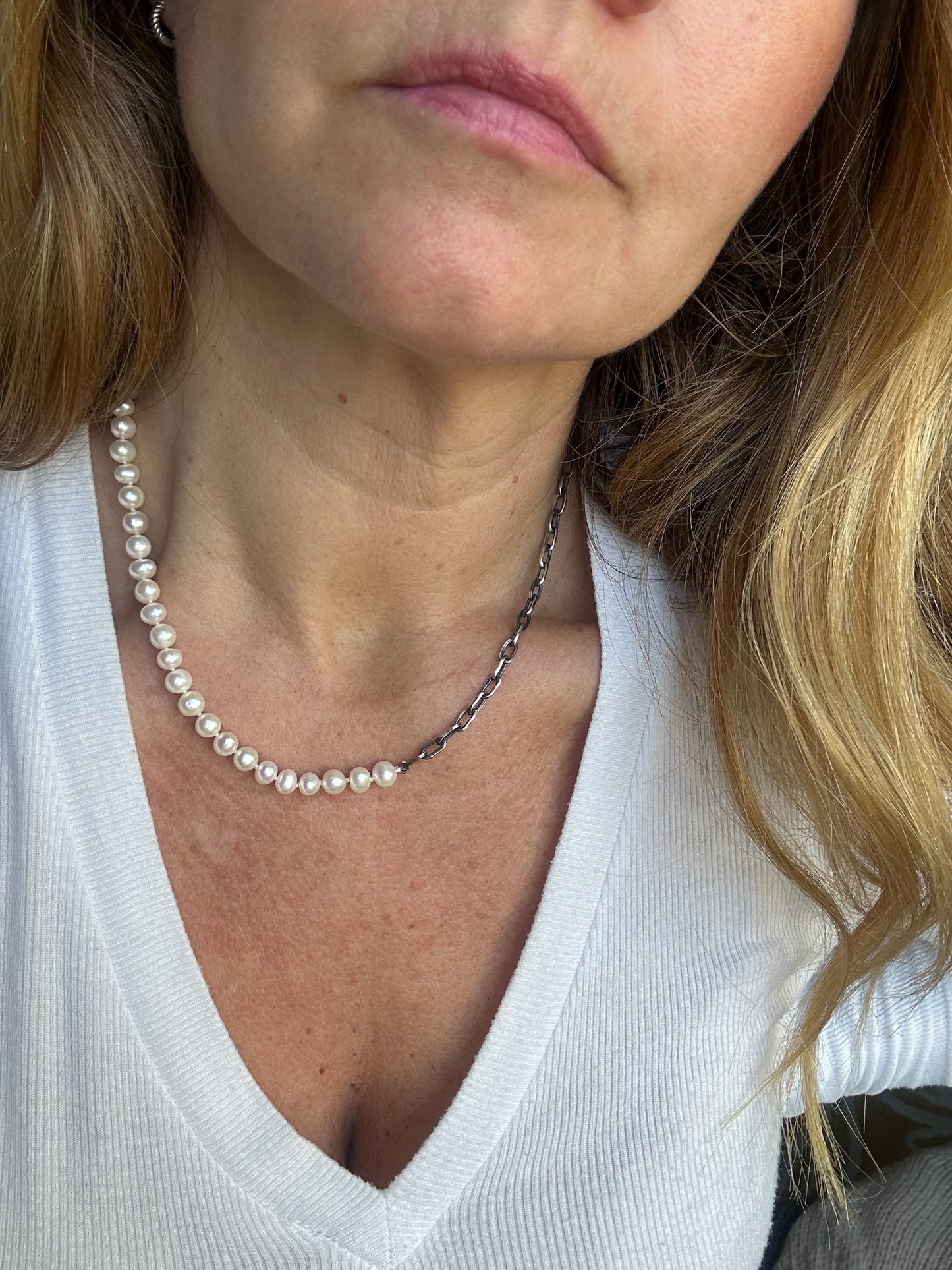 XF Bead Strand - Nugget Freshwater Pearls + Chain